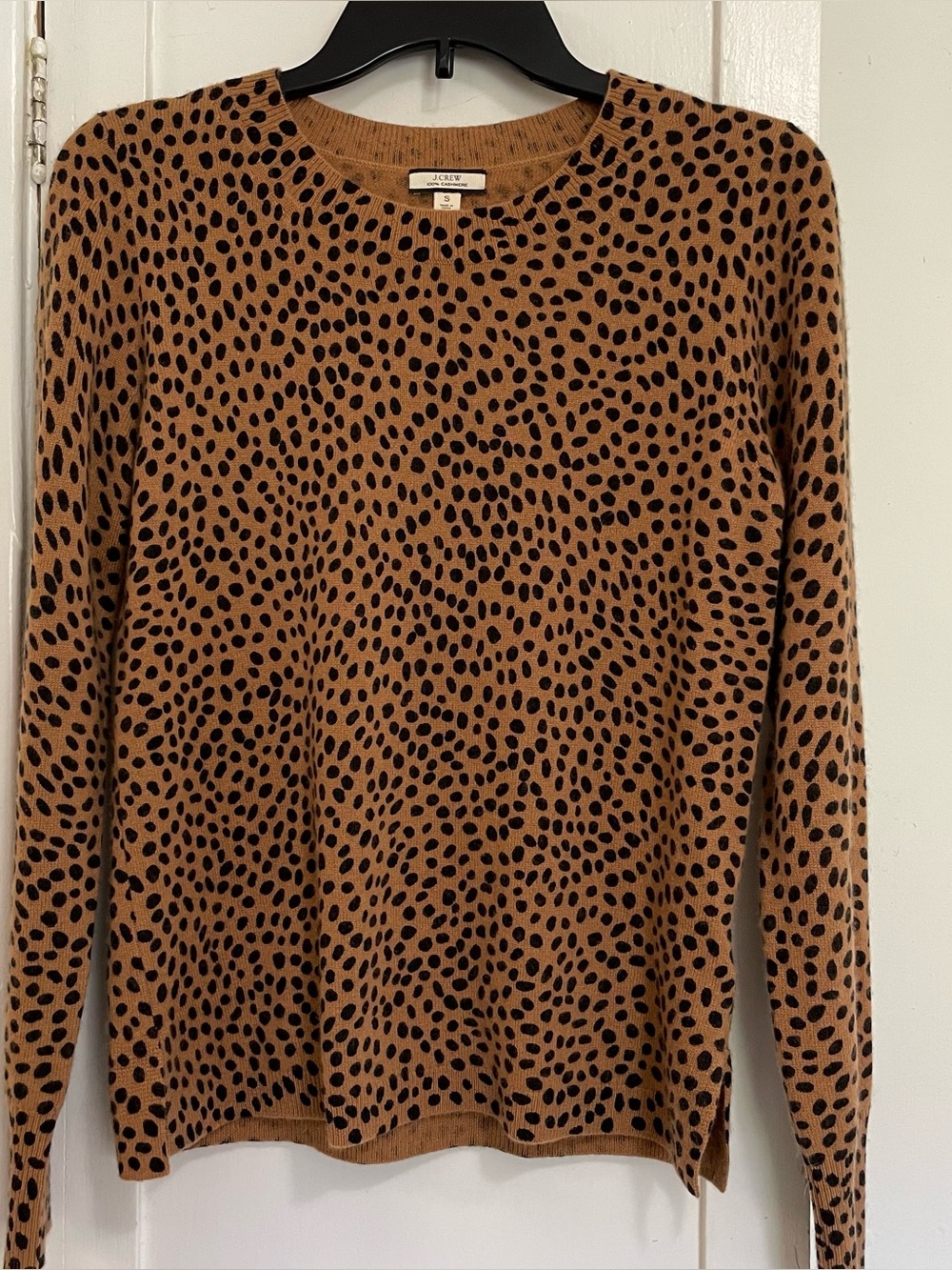 J. Crew Women's Brown Leopard Crewneck cashmere sweater small